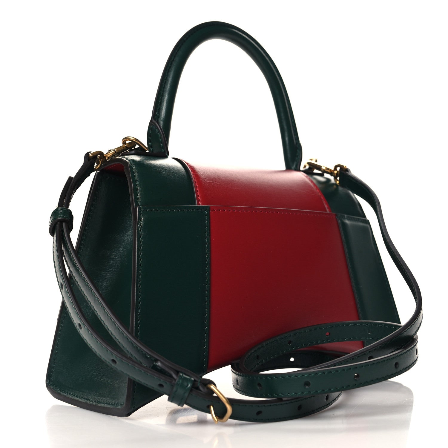 Balenciaga X GUCCI Boarded Plutone Calfskin Small Hourglass Top Handle Red Green 3 of 10