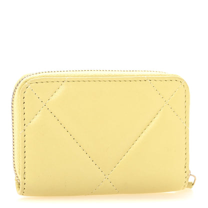 Chanel Lambskin Quilted Chanel 19 Zip Around Coin Purse Wallet Yellow 3 of 10
