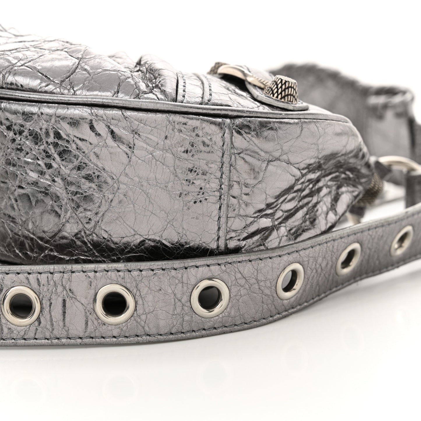 Metallic Agneau Arena Le Cagole Shoulder Bag XS Silver