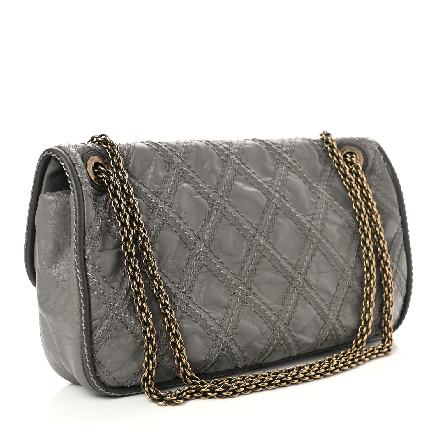 Chanel Calfskin Stitch Triptych Flap Grey 2 of 9