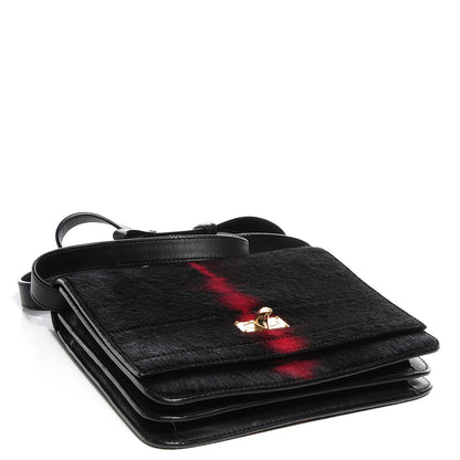 Givenchy Calf Hair Abstract Flower Shark Lock Medium Flap Bag Black 4 of 9