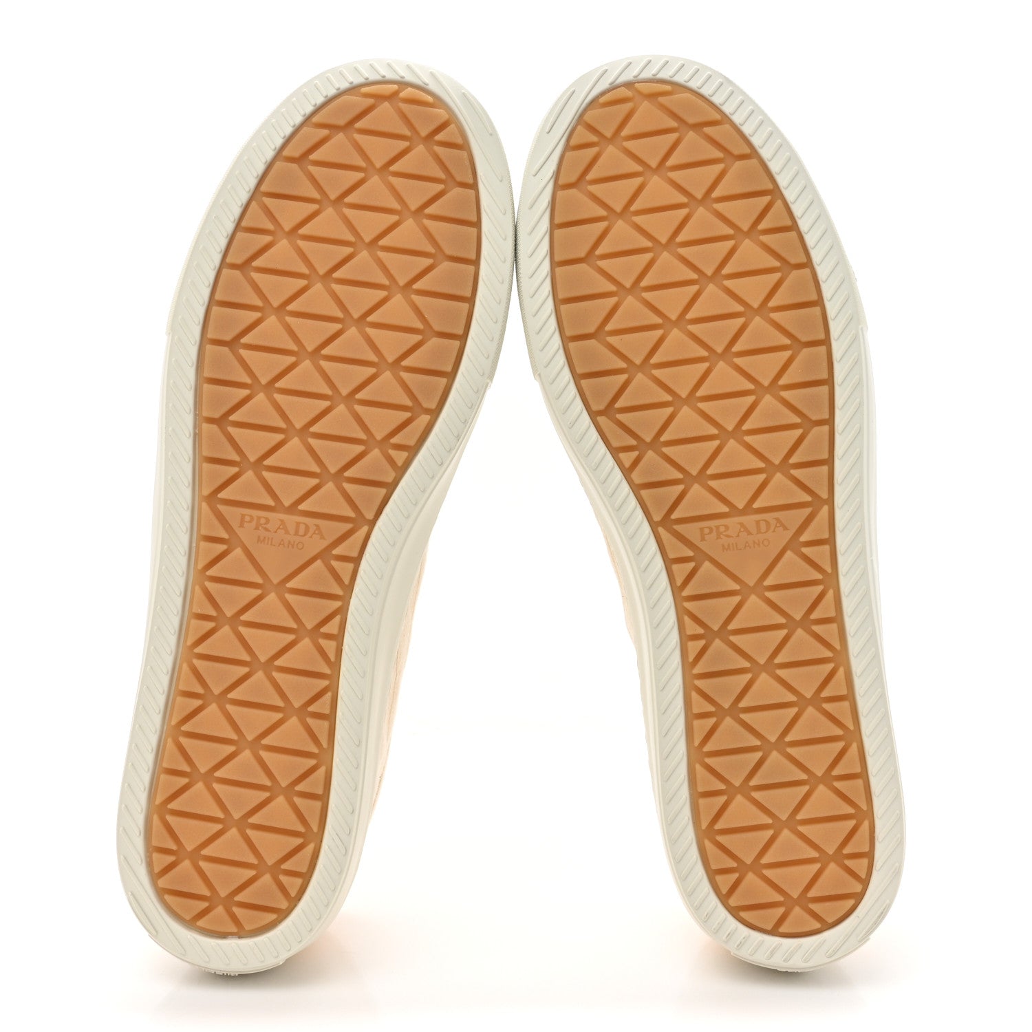 Prada Cotton Printed Triangle Mens Sneakers 8.5 Naturale 6 of 10