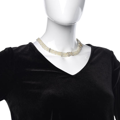 Chanel Crystal Pearl CC Short Necklace Golden White 2 of 6