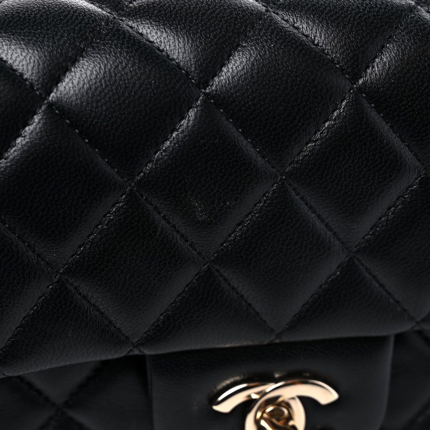 Lambskin Quilted Mini Rectangular Flap Black