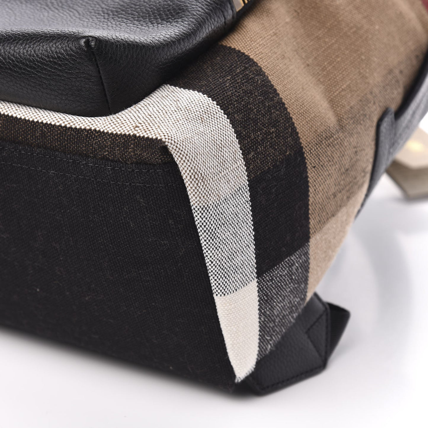 Mega Check Calfskin Abbeydale Simple Backpack Black Camel