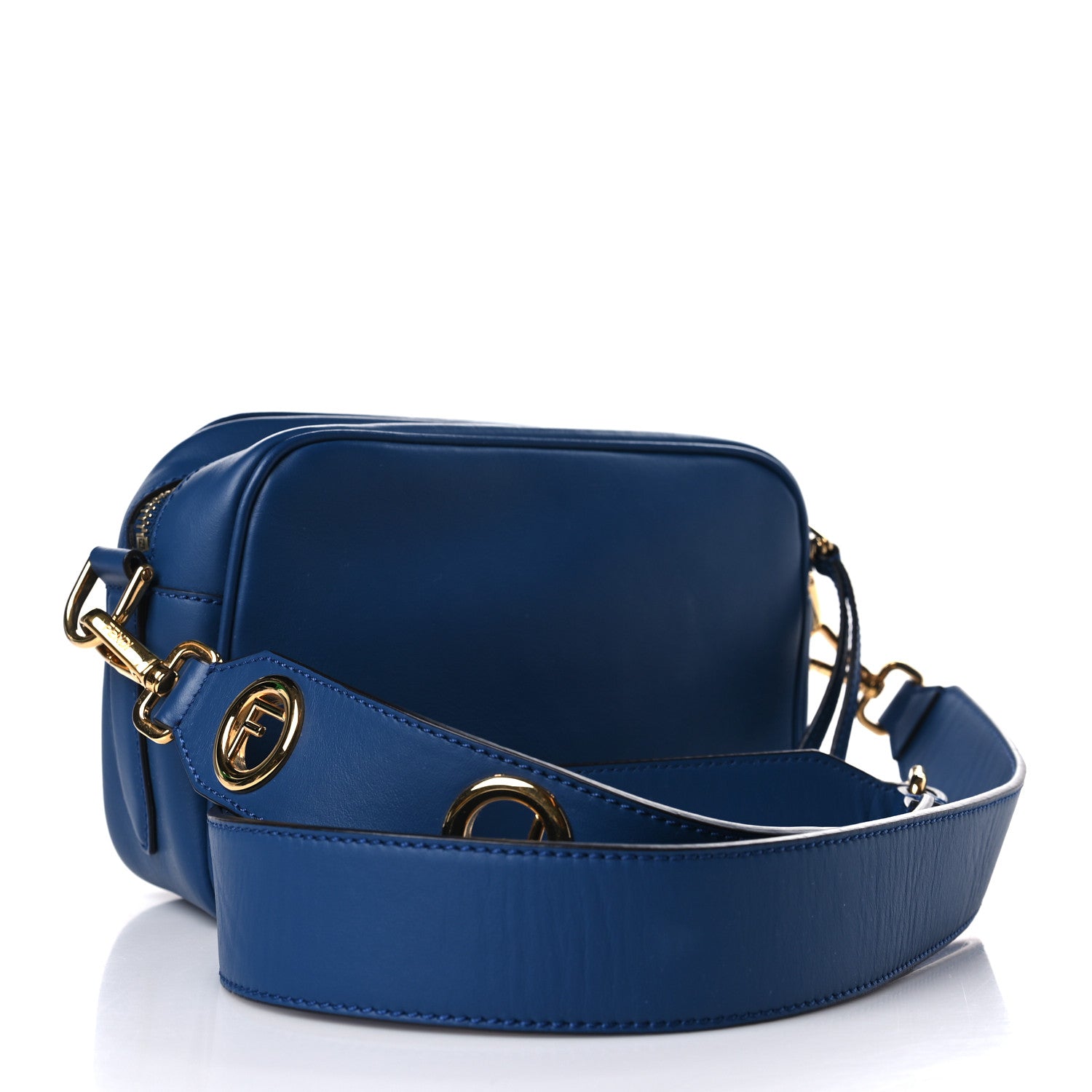 Fendi Vitello Century FF 1974 Embossed Camera Case Blueberry 3 of 9