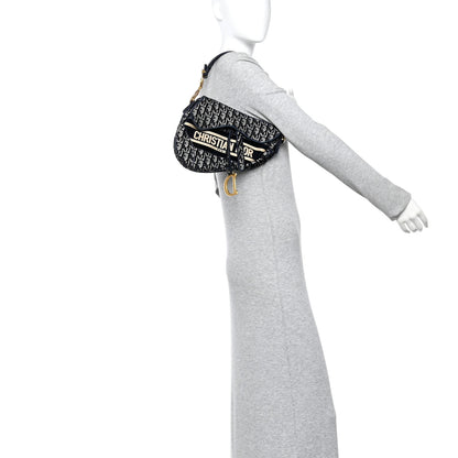 Christian Dior Velvet Oblique Saddle Bag Blue 2 of 11