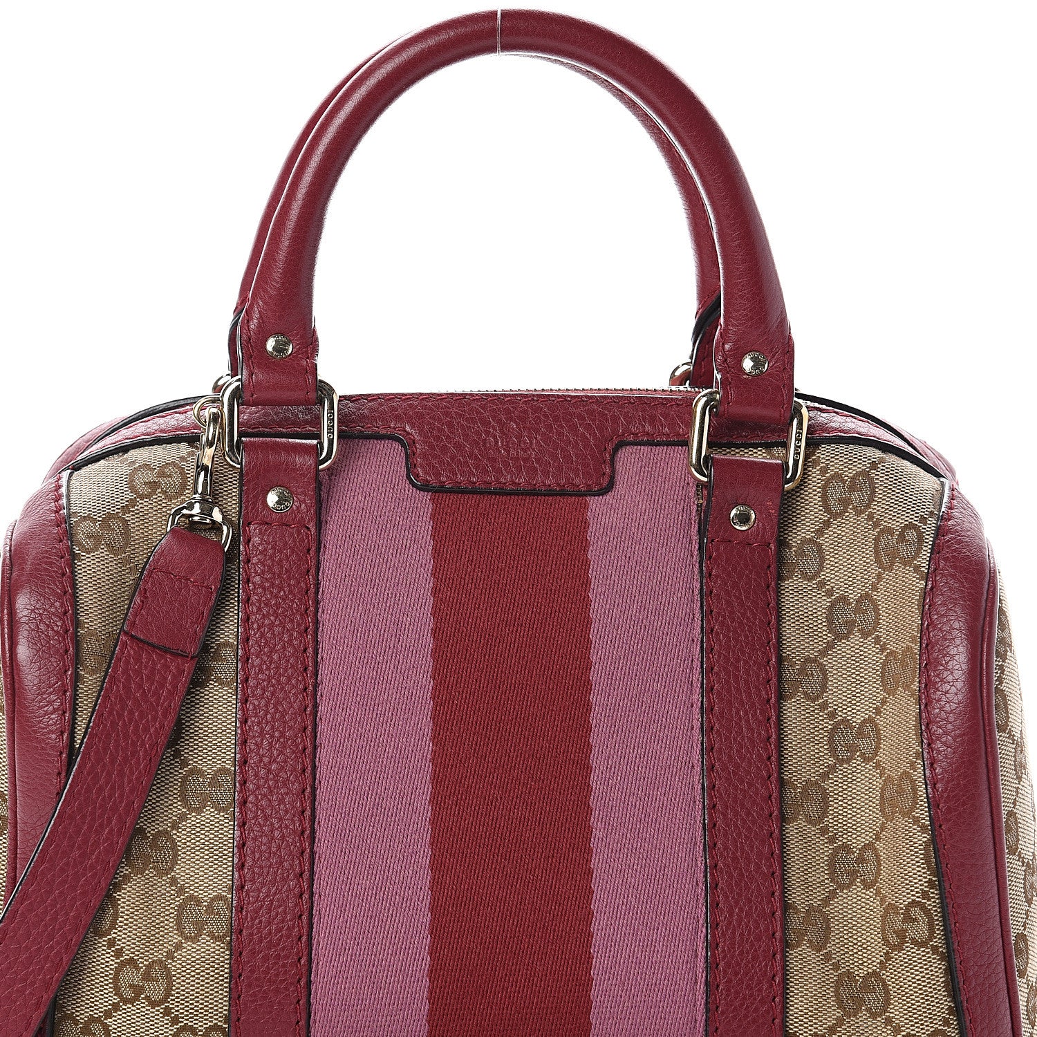 Gucci Monogram Cellarius Calfskin Vintage Web Small Boston Beige Ebony Soft Burgundy Peonia Flower Box Pink 6 of 8