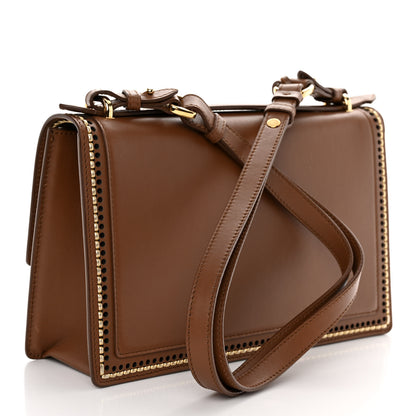 Salvatore Ferragamo Smooth Calfskin Stitched Aileen Gancio Lock Shoulder Bag Brown 3 of 11