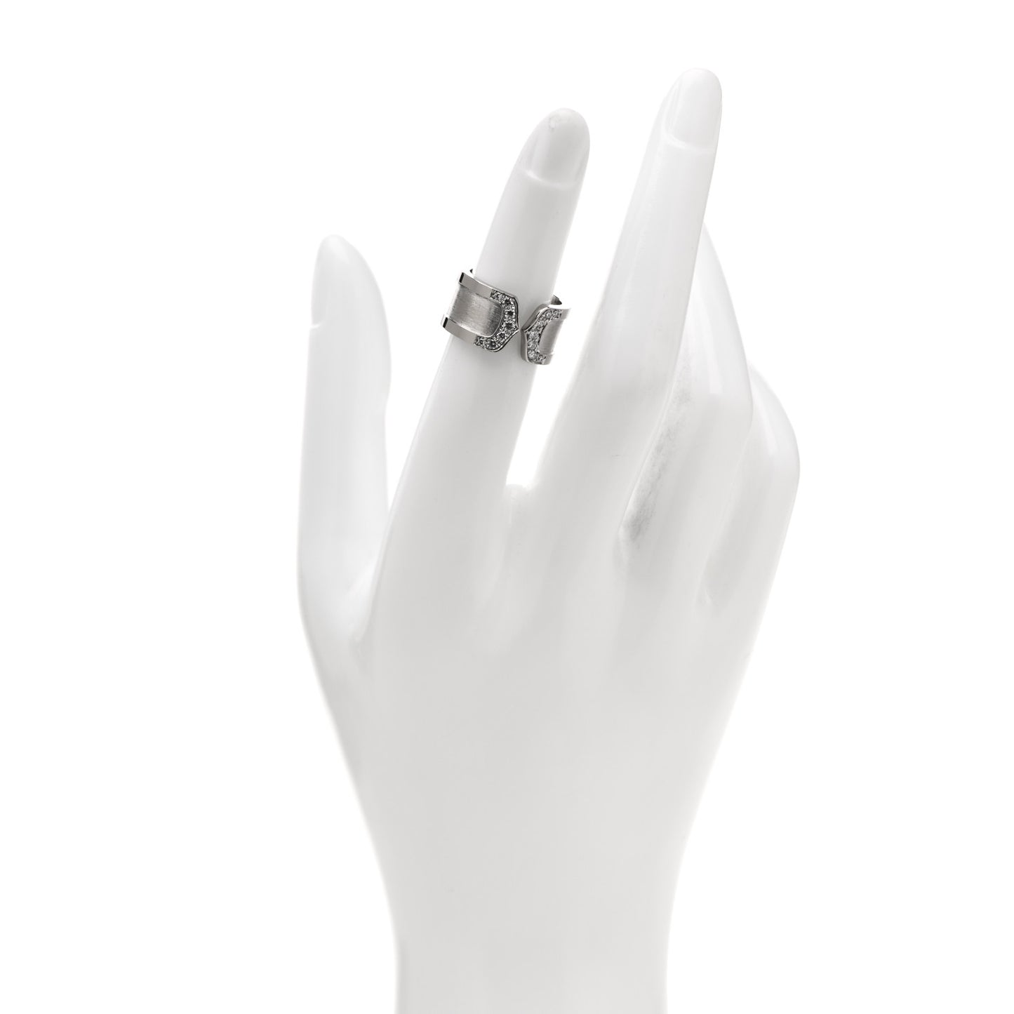 18K White Gold Diamond 10mm Logo De Cartier Ring 49 5