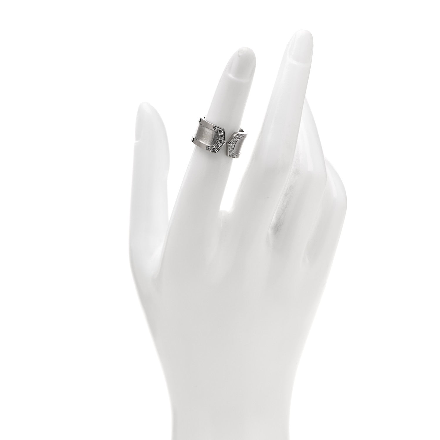 Cartier 18K White Gold Diamond 10mm Logo De Cartier Ring 49 5 2 of 6