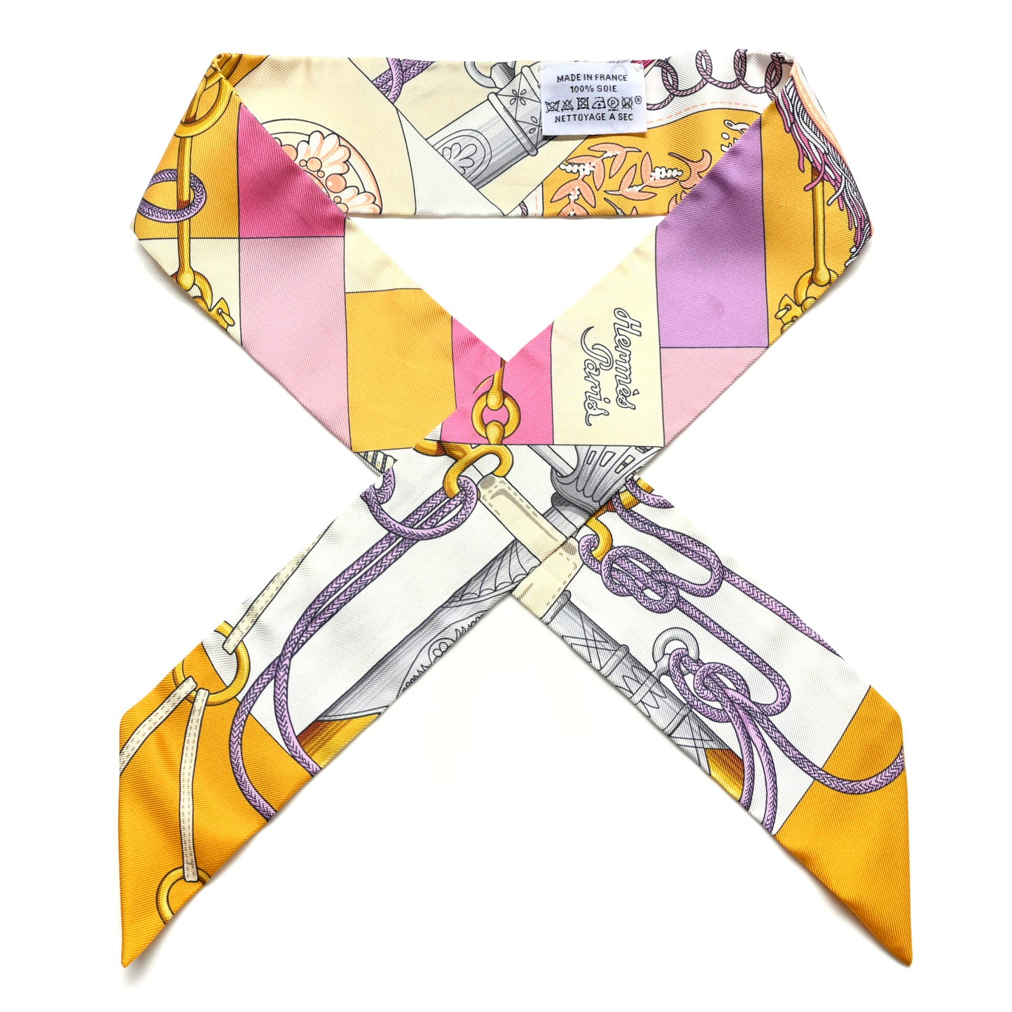 Silk Cliquetis Twilly Bouton D'Or Mauve