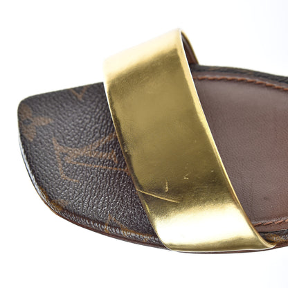 Louis Vuitton Calfskin Monogram Golden Bloom Flat Sandals 36 Gold 9 of 10