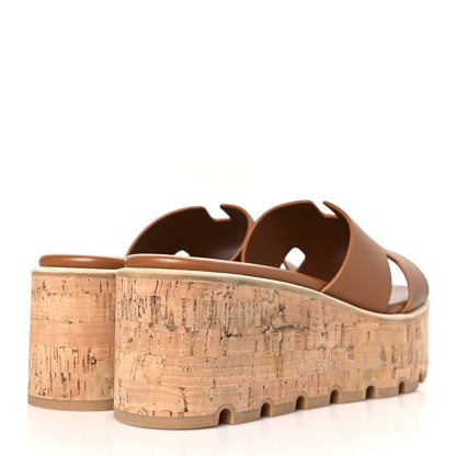 Hermes Calfskin Cork Eze 30 Sandals 37 Marron Glaise 4 of 9