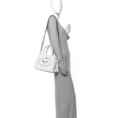Prada Canapa Small Logo Tote Bianco Blue 2 of 10