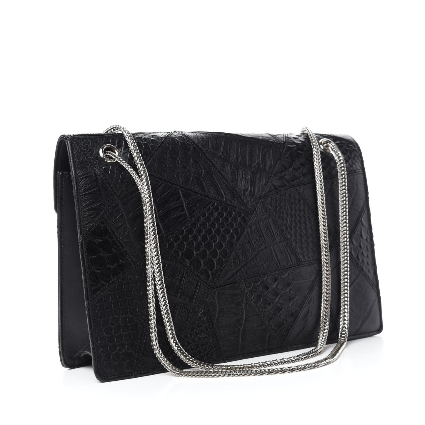Calfskin Crocodile Embossed Medium Betty Black