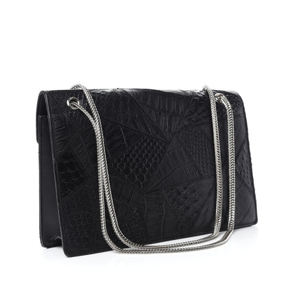Saint Laurent Calfskin Crocodile Embossed Medium Betty Black 3 of 11