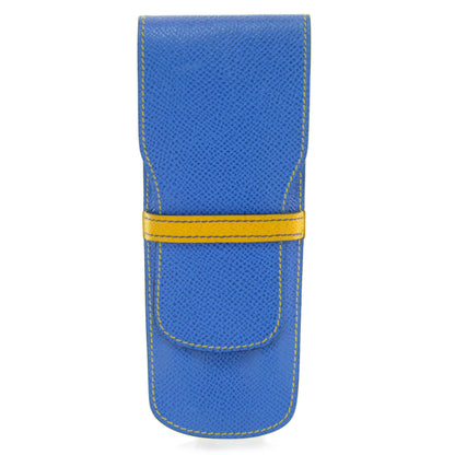 Hermes Courchevel Pen Case Bleu France and Jaune 1 of 5