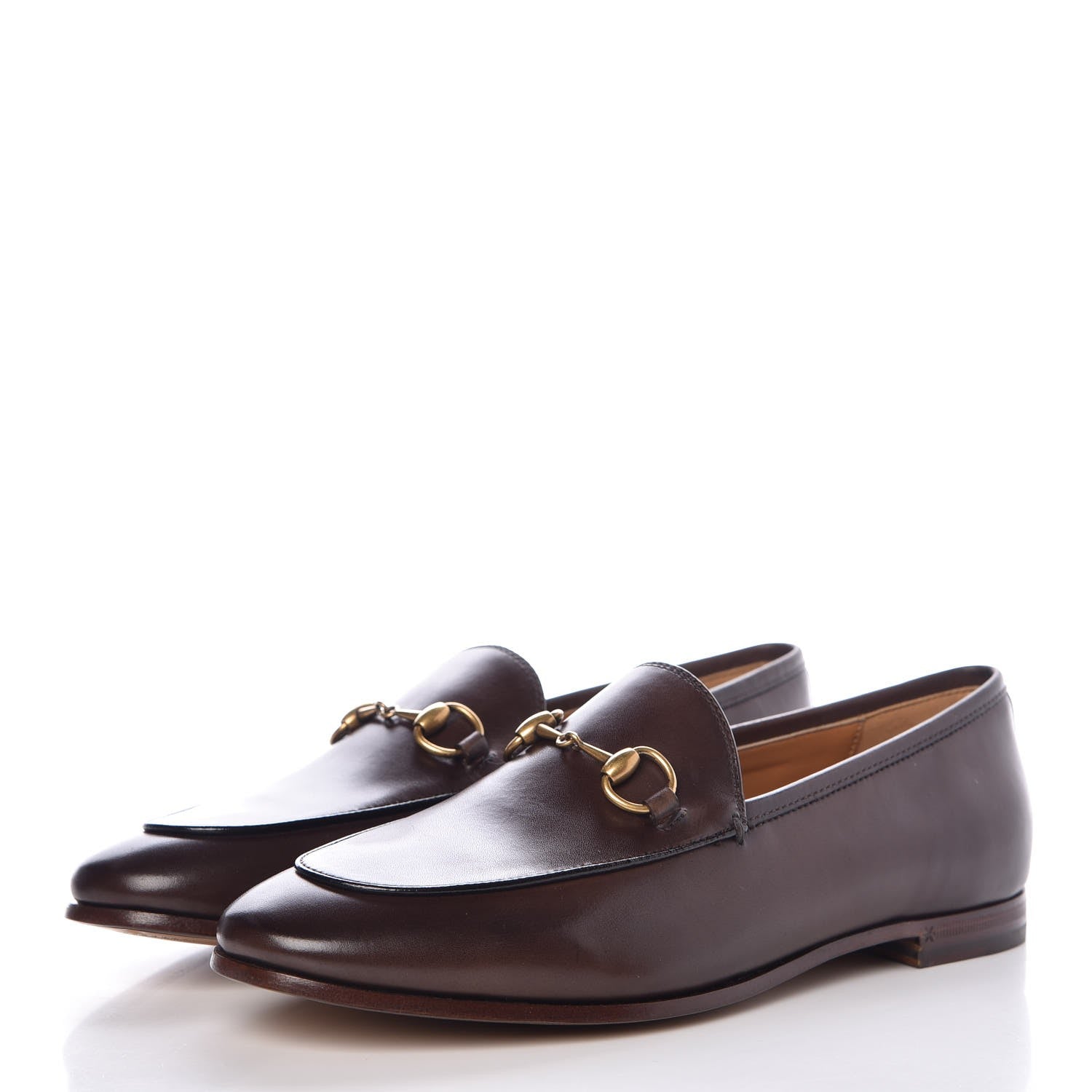 Gucci Calfskin Womens Jordaan Loafers 37.5 Fondente Brown 2 of 11