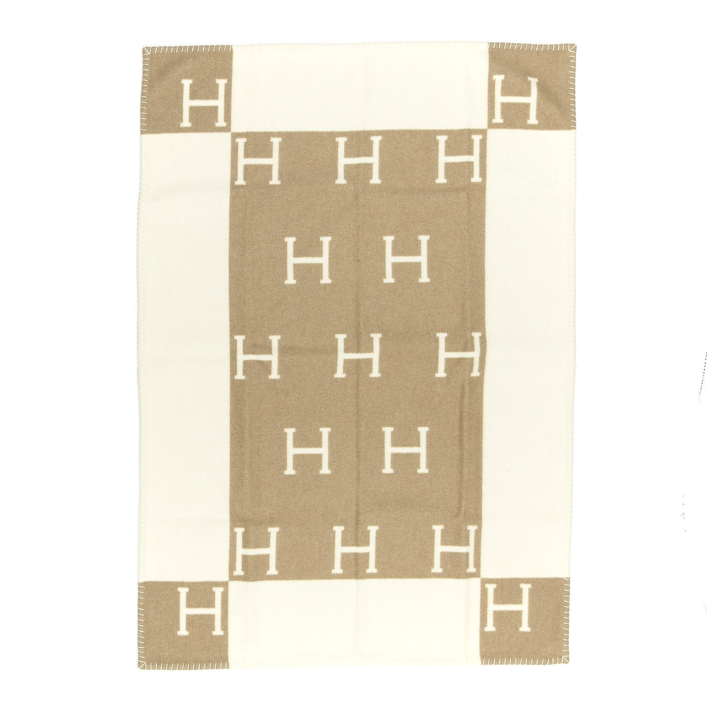 Wool Cashmere Avalon Baby Blanket Noisette Moyen White