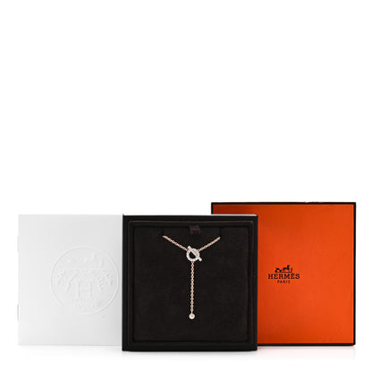 Hermes 18K Rose Gold Diamond Finesse Lariat Necklace 5 of 5