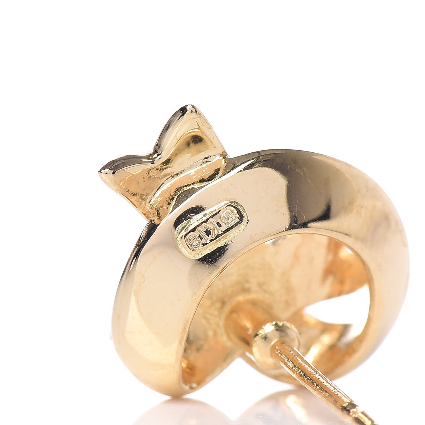 18K Yellow Gold Engraved Ribbon Earrings