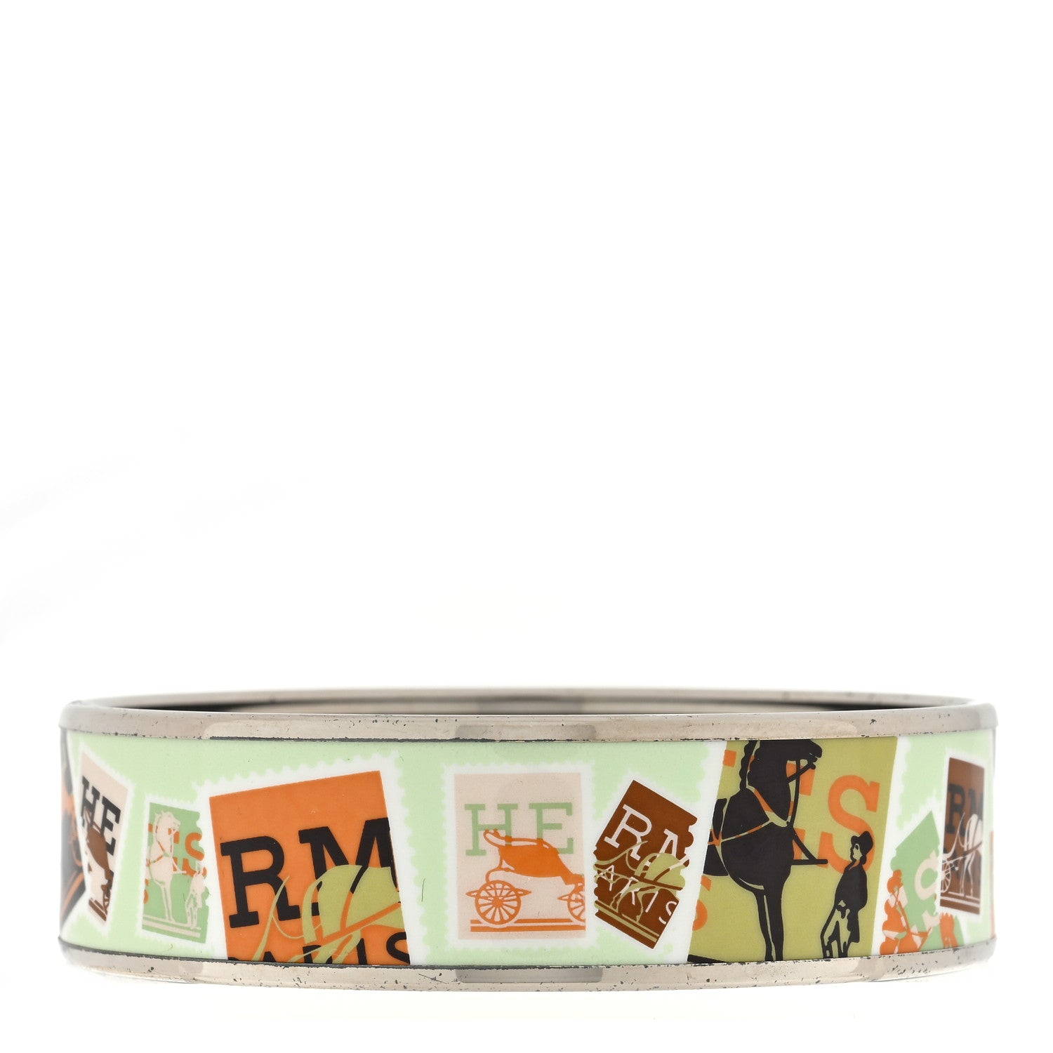 Hermes Enamel Printed Wide De Passage a Paris Bracelet 70 2 of 4