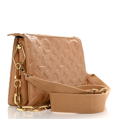Louis Vuitton Lambskin Embossed Monogram Coussin PM Camel 3 of 9