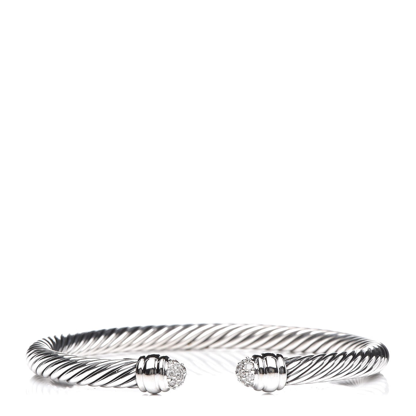 Sterling Silver Pave Diamond 5mm Cable Classics Bracelet