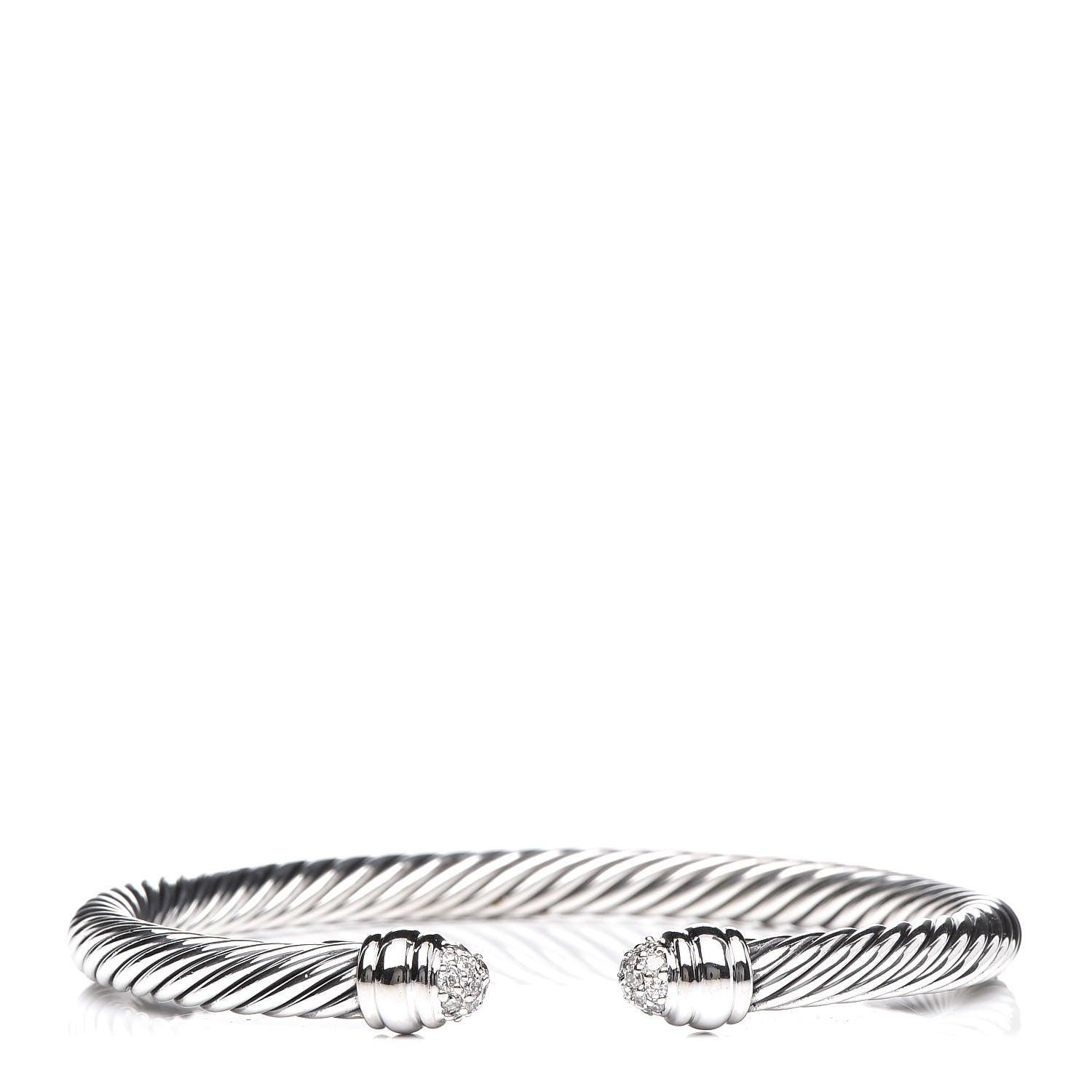 David Yurman Sterling Silver Pave Diamond 5mm Cable Classics Bracelet 1 of 5