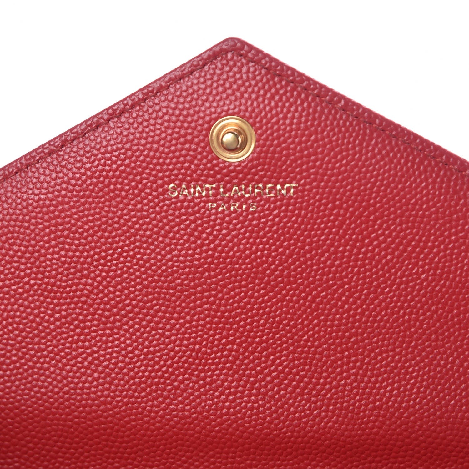 Saint Laurent Grain De Poudre Matelasse Chevron Monogram Chain Wallet Red 6 of 10