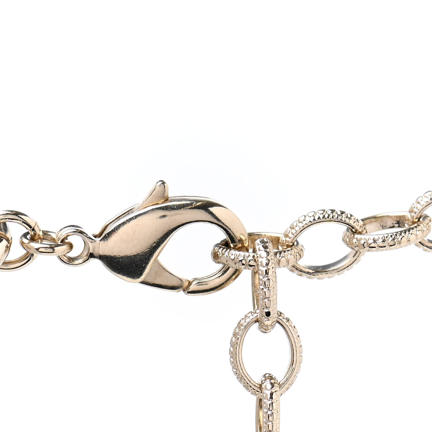 Chanel Metal Glass Pearl Strass CC Pendant Necklace Pink Gold 5 of 7