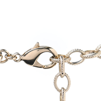 Chanel Metal Glass Pearl Strass CC Pendant Necklace Pink Gold 5 of 7