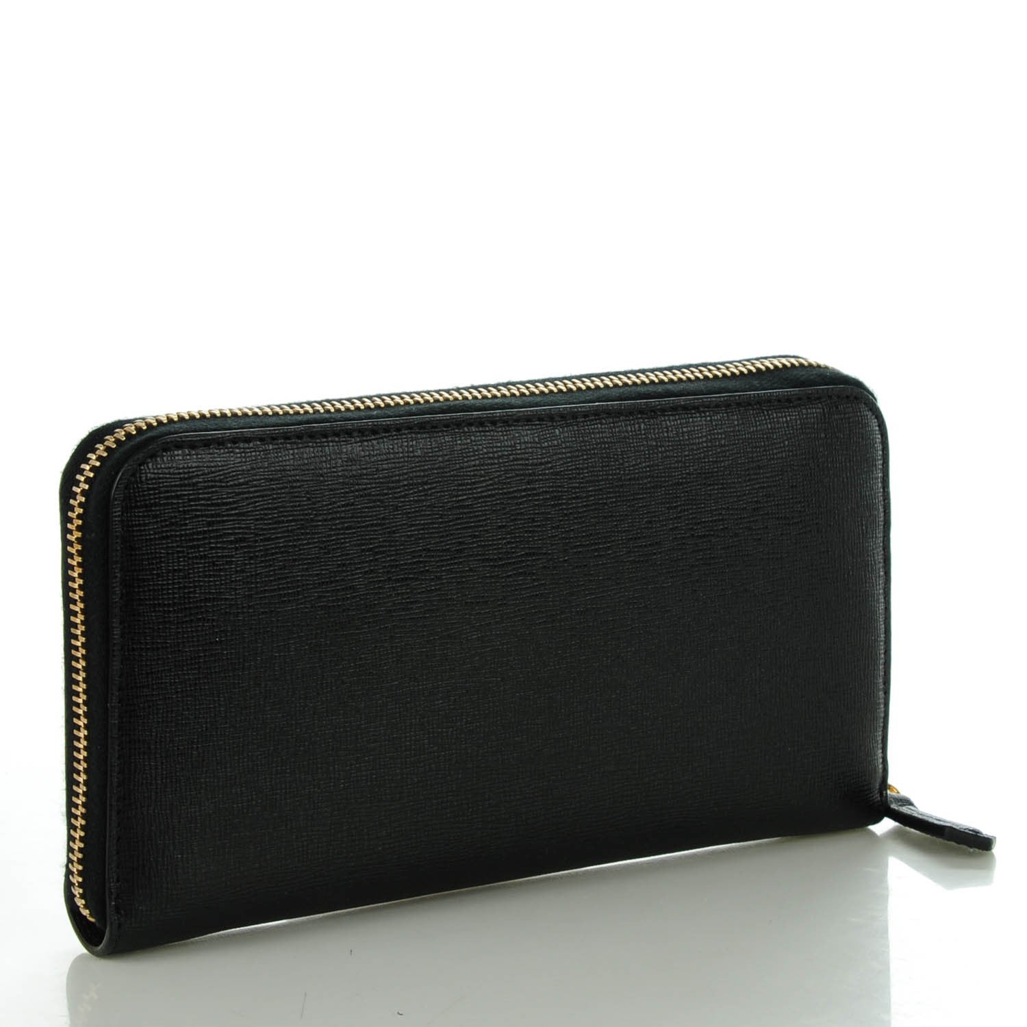 Fendi Vitello Elite Studded Monster Zip Around Wallet Black 3 of 7