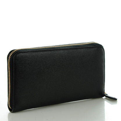 Fendi Vitello Elite Studded Monster Zip Around Wallet Black 3 of 7