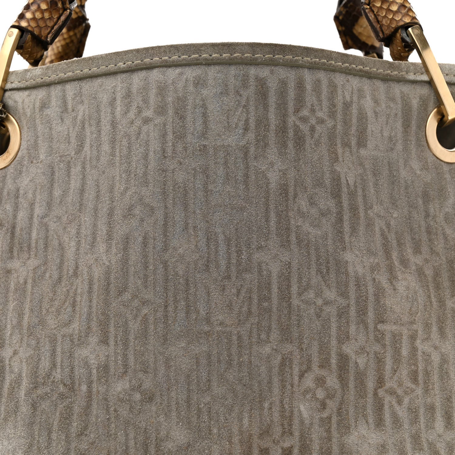 Louis Vuitton Suede Snakeskin Monogram Embossed Whisper GM Jade 8 of 16
