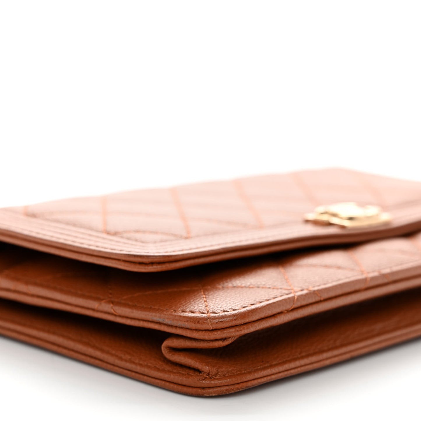 Caviar Quilted Boy Wallet On Chain WOC Brown