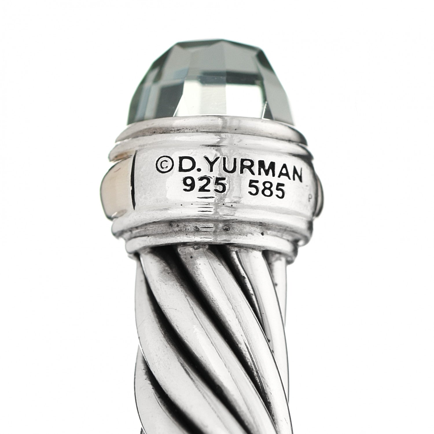 David Yurman Sterling Silver 14K Yellow Gold Prasiolite 7mm Cable Classics Bracelet 4 of 4