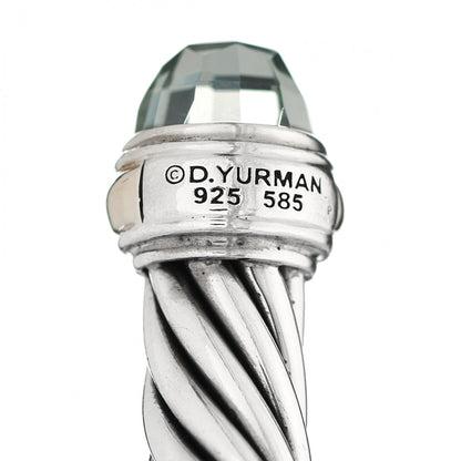 David Yurman Sterling Silver 14K Yellow Gold Prasiolite 7mm Cable Classics Bracelet 4 of 4