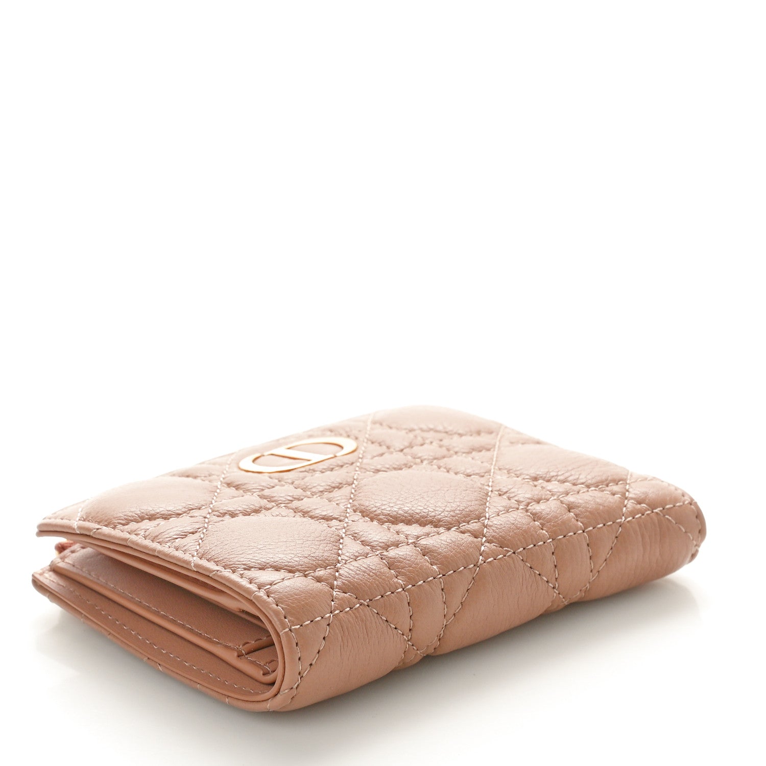 Christian Dior Grained Calfskin Supple Cannage Caro Dahlia Wallet Rose Des Vents 4 of 7