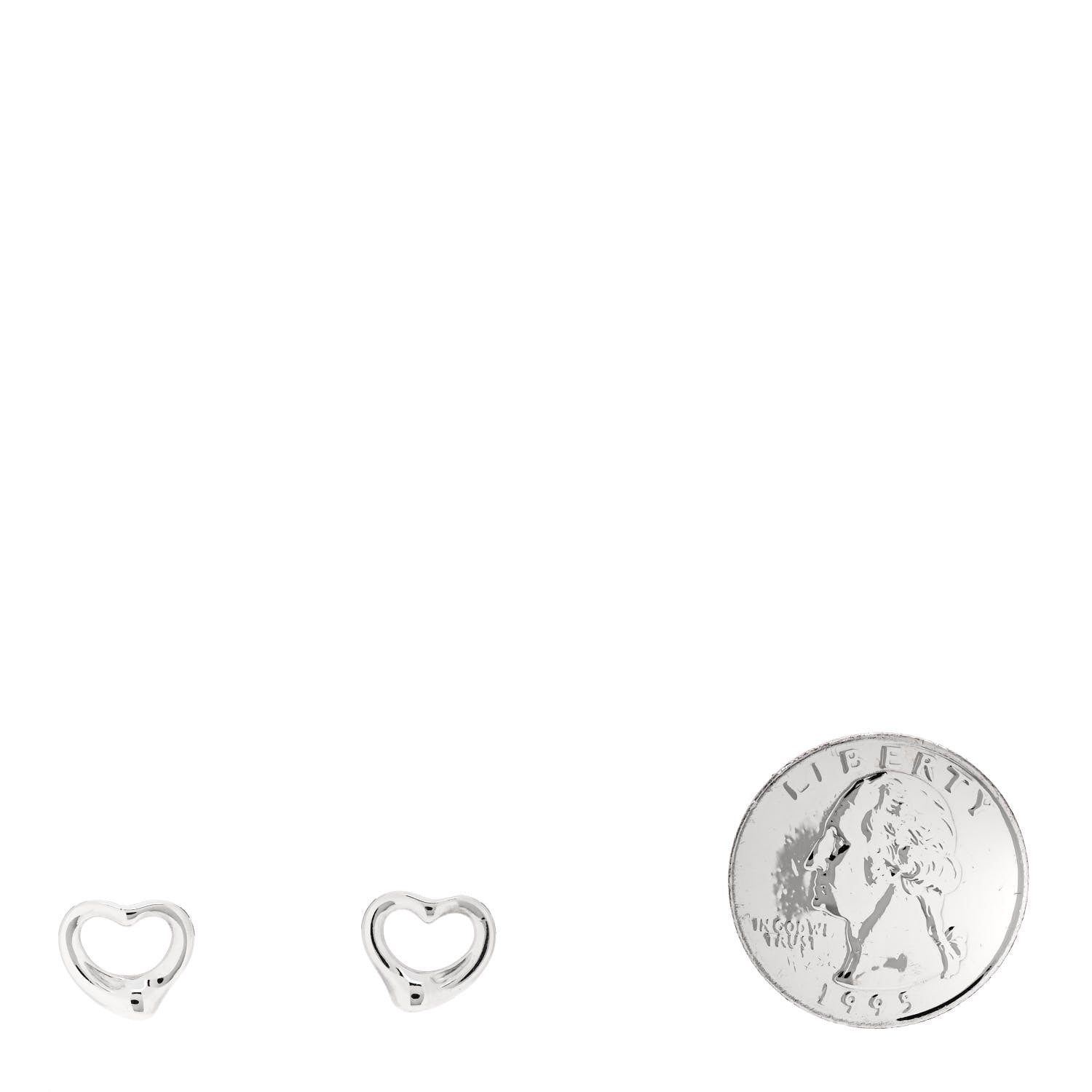Tiffany Sterling Silver 11mm Elsa Peretti Open Heart Earrings 2 of 5