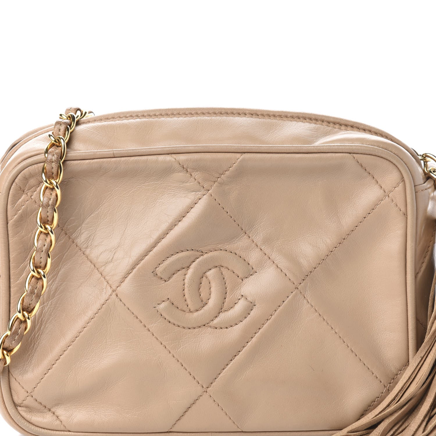 Chanel Lambskin Quilted Tassel Camera Case Beige 13 of 13