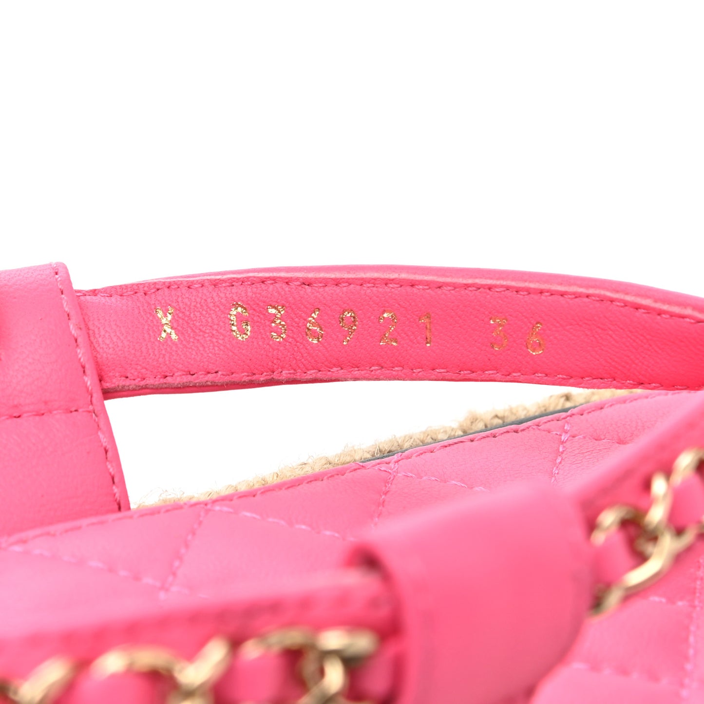 Lambskin Chain CC Thong Espadrille Sandals 36 Pink