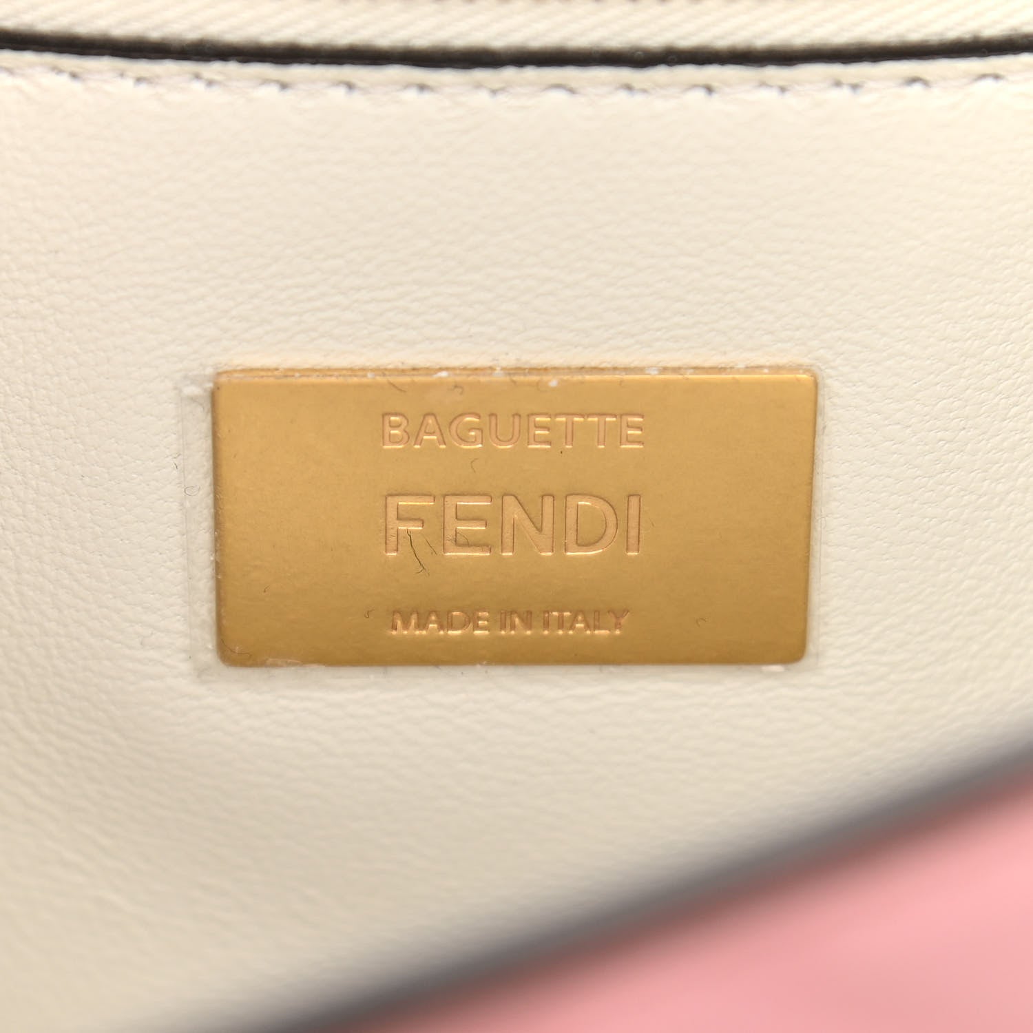Fendi Nappa FF Embossed Line Print Midi Chain Baguette White Multicolor 6 of 9