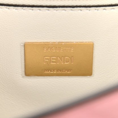 Fendi Nappa FF Embossed Line Print Midi Chain Baguette White Multicolor 6 of 9