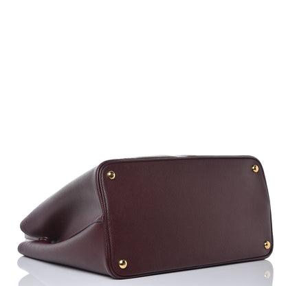Prada Saffiano Cuir Large Double Bag Granato 4 of 7
