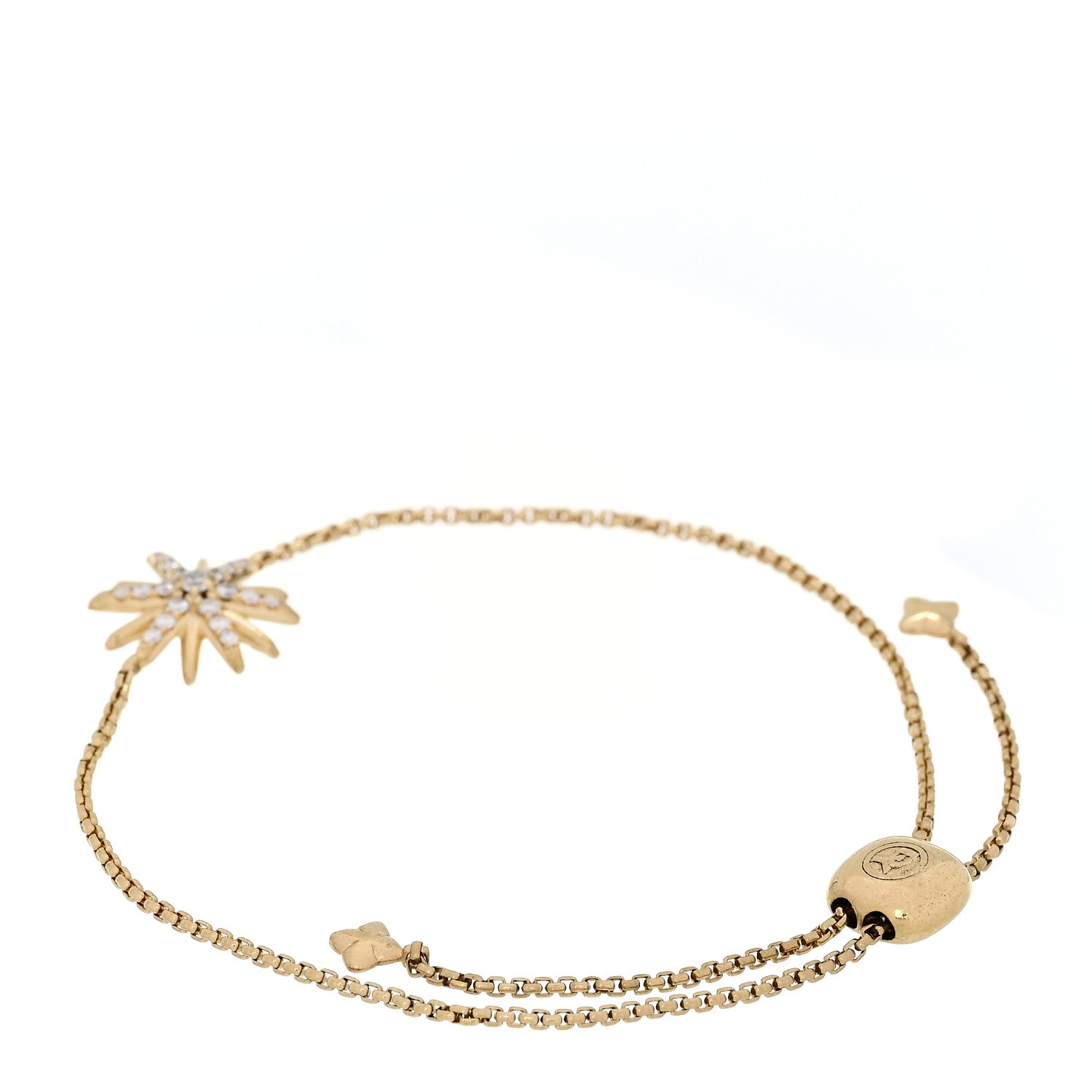 David Yurman 18K Yellow Gold Diamond Starburst Station Chain Bracelet 3 of 4