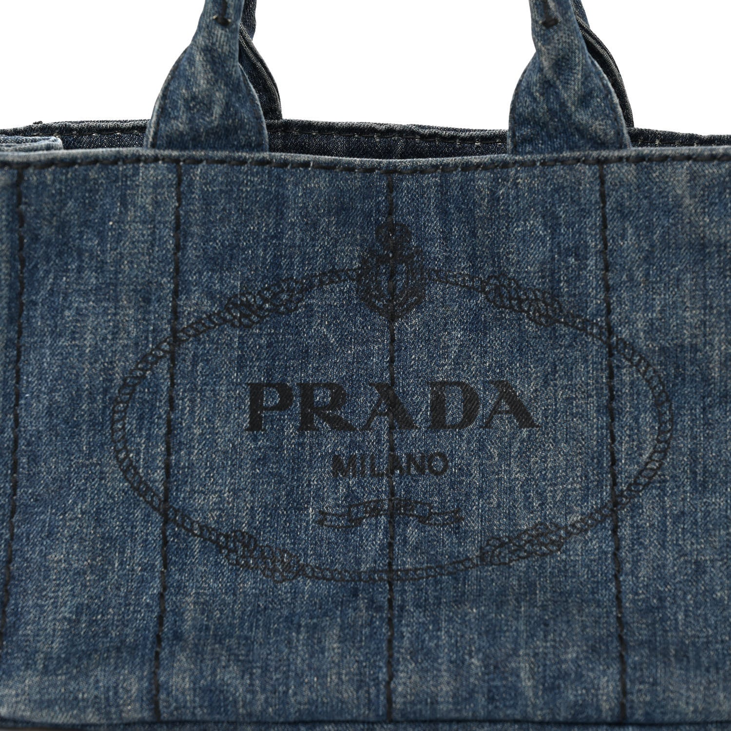 Prada Denim Small Logo Tote Bleu 7 of 10