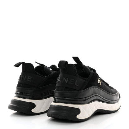Chanel Velvet Calfskin Mixed Fibers CC Sneakers 38.5 Black 4 of 8