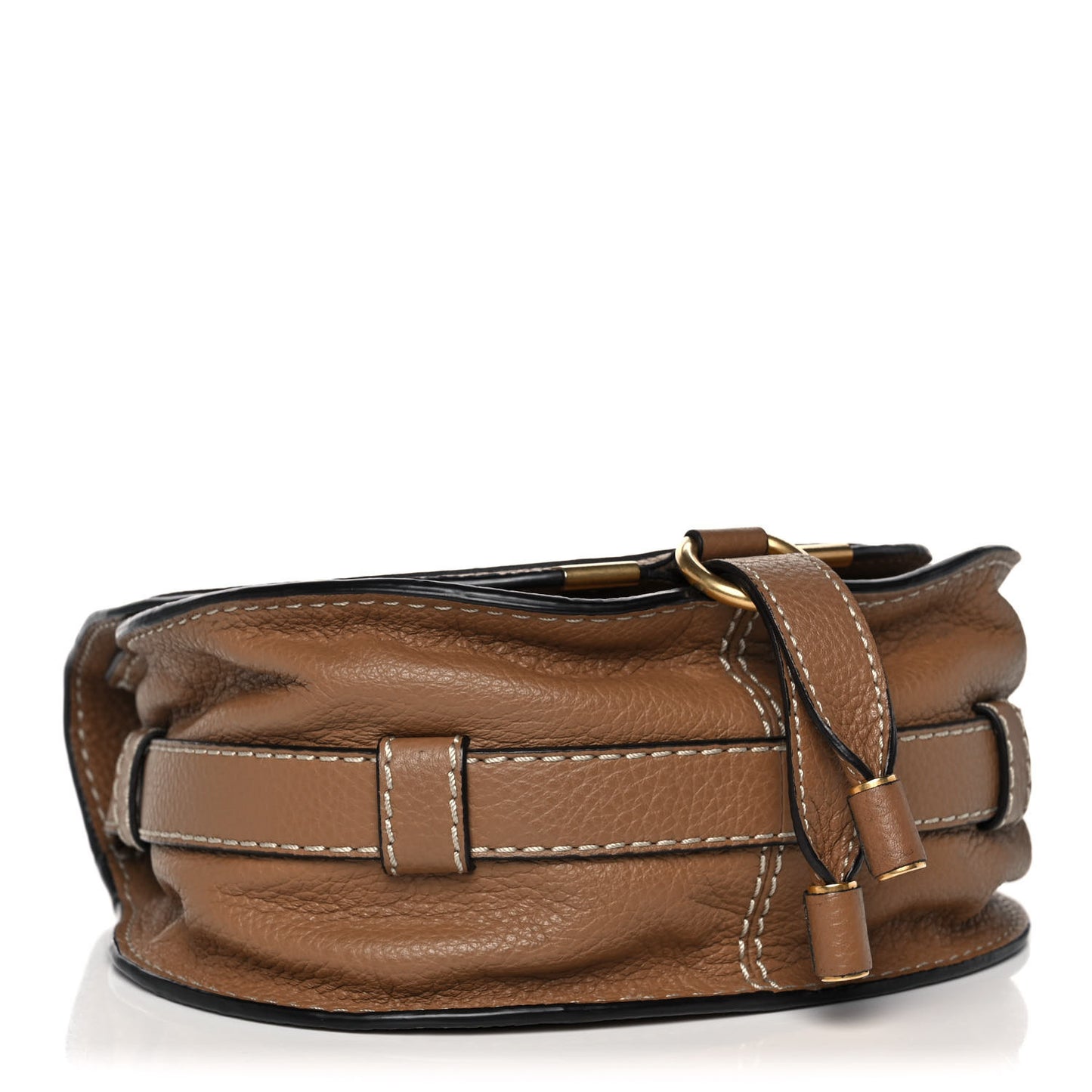 Calfskin Mini Marcie Round Crossbody Bag Nut